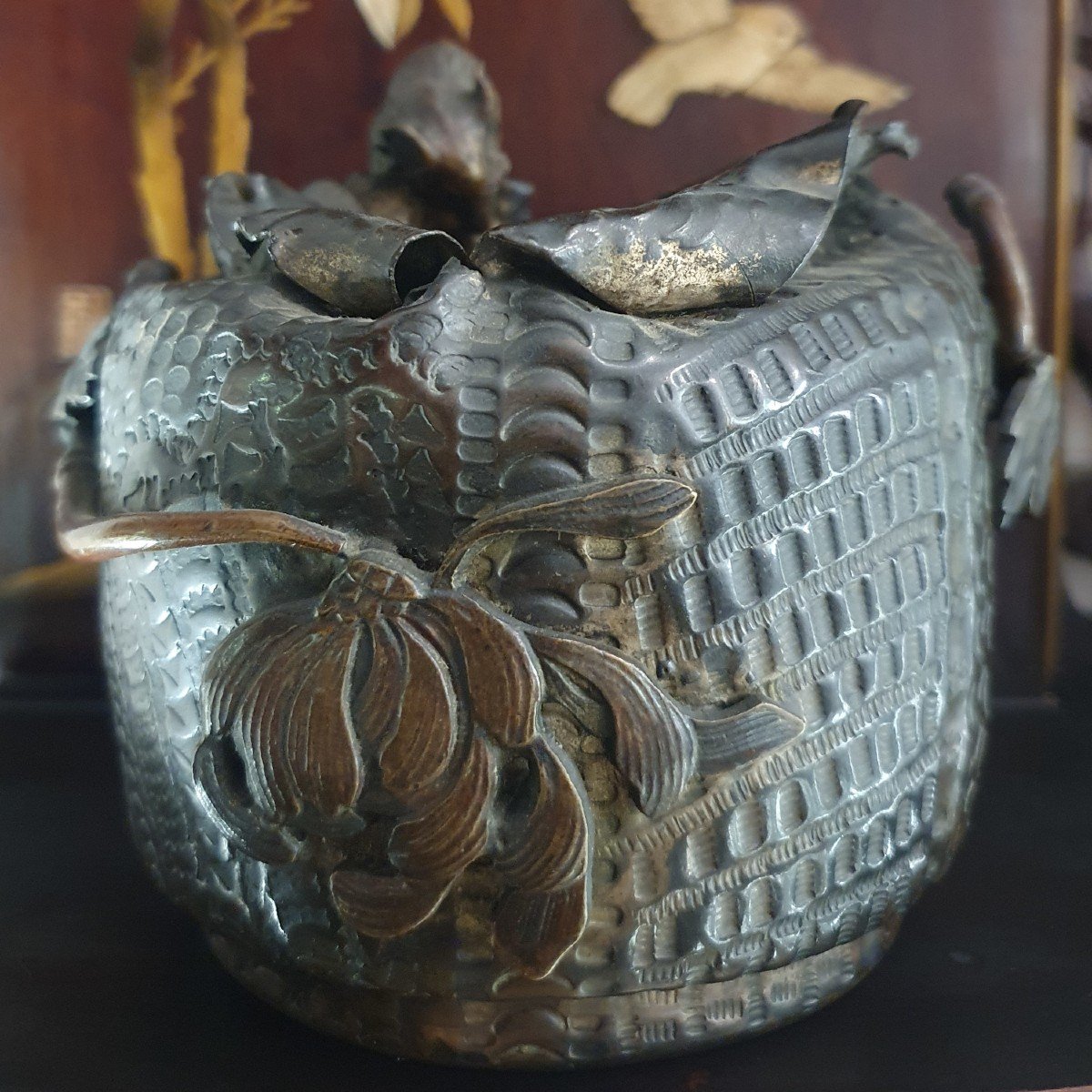Repoussé Copper Pot Japan Meiji Era-photo-4