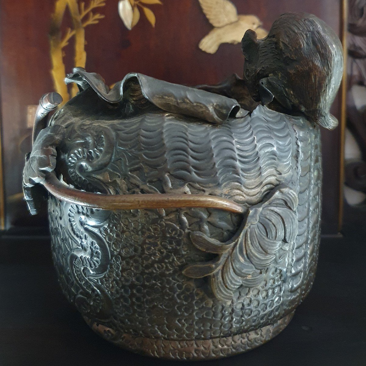 Repoussé Copper Pot Japan Meiji Era