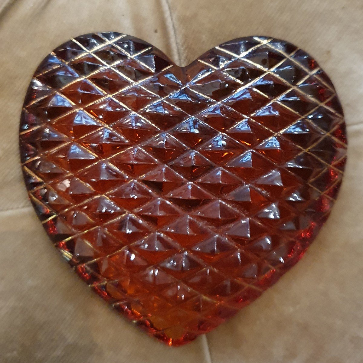 Saint Louis Crystal Red Heart Paperweight
