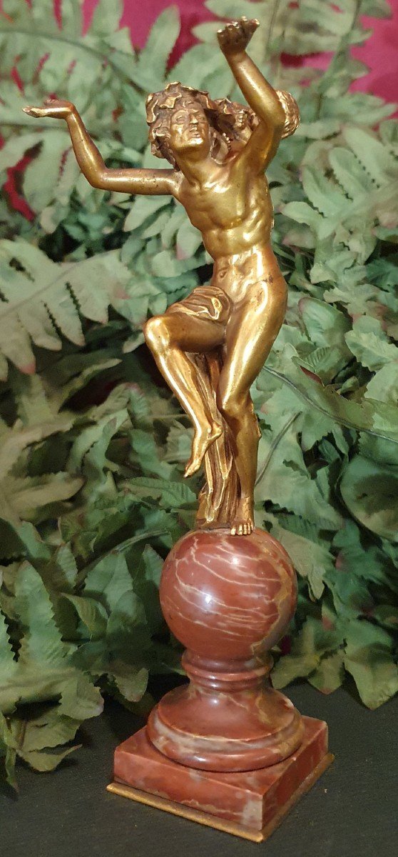 Gilded Bronze Bacchus Child On The Back Of A Satyr 19th Century