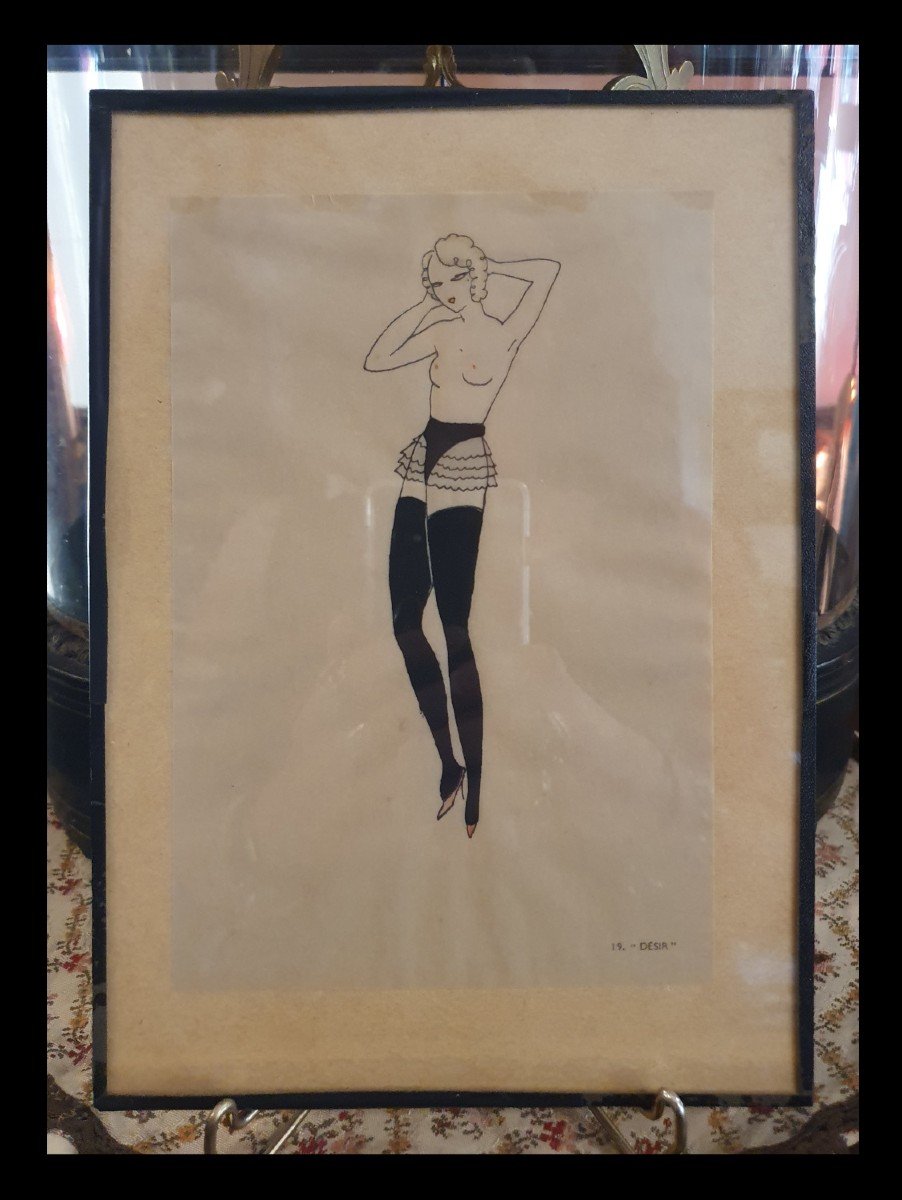 Series Of 8 Drawings By Diana Slip For Her Fetish Lingerie Catalog