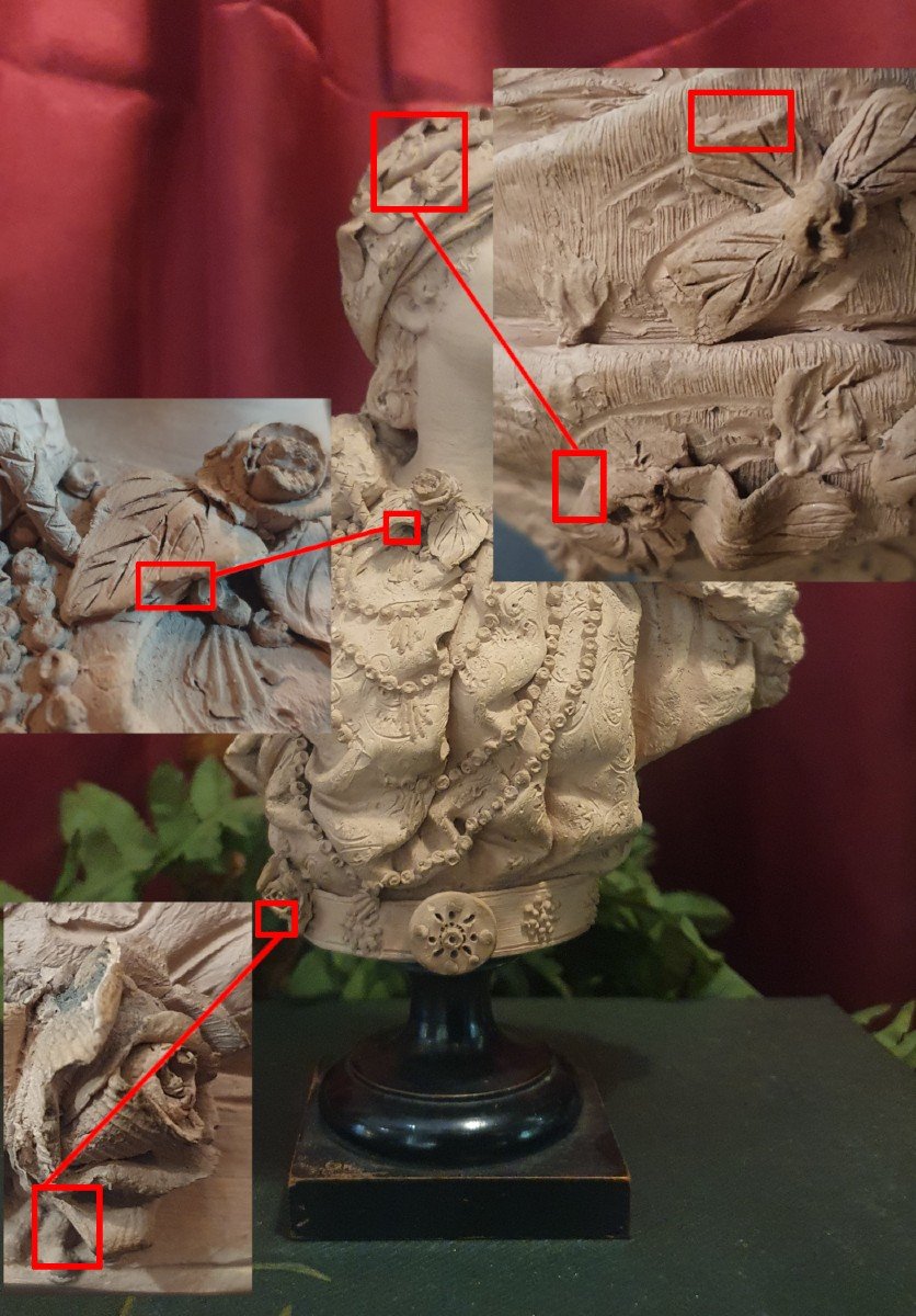 Orientalist Terracotta Bust By Friedrich Goldscheider On Blackened Wood Pedestal-photo-8