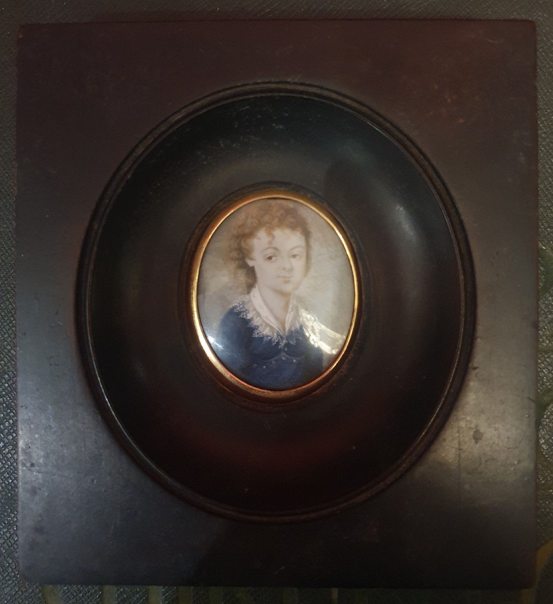 Miniature d'Un Enfant à La Tenue Bleue d'époque Empire Début 19 ème Siècle 1817