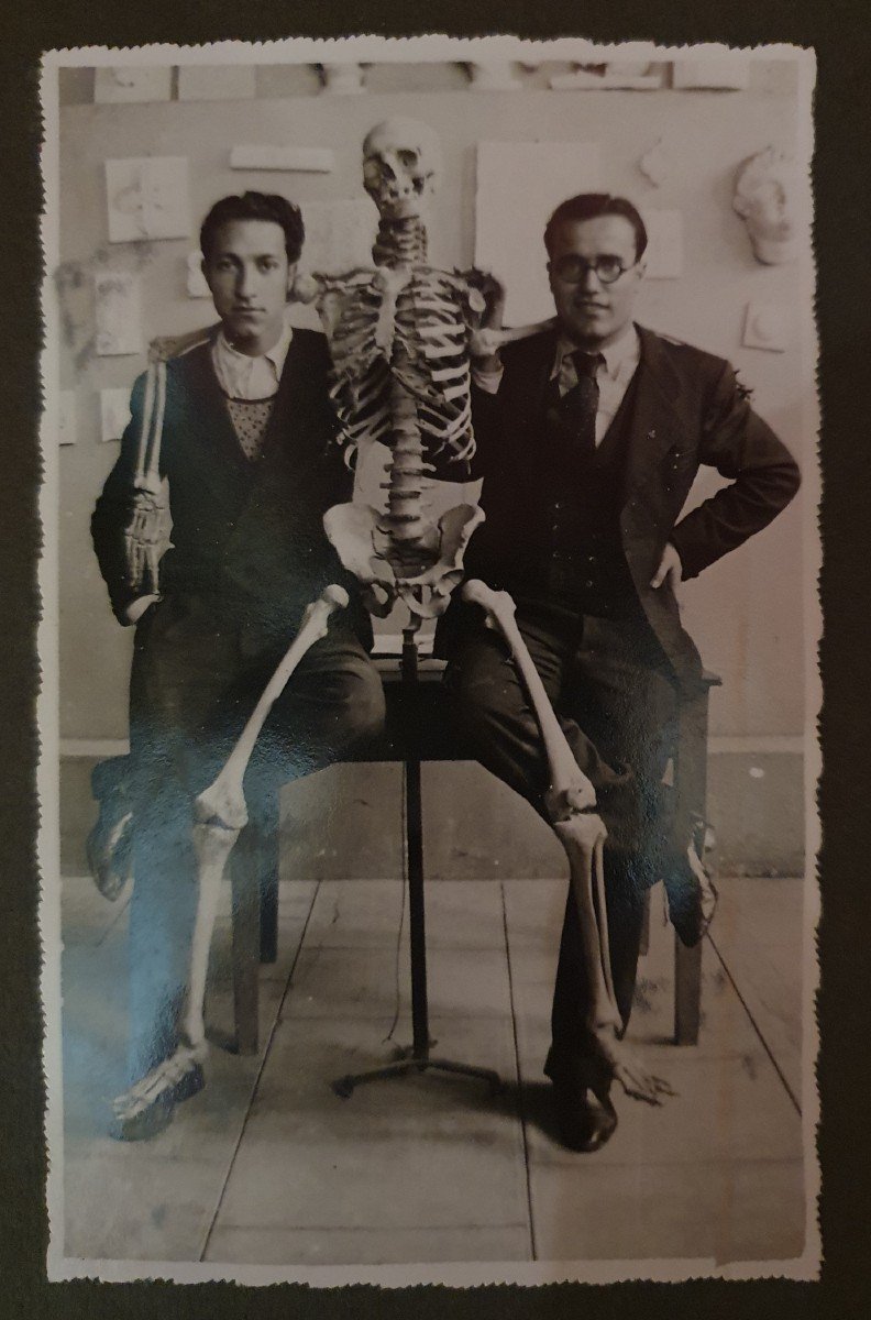 1930s Photos: Ecole Normale Students & Human Skeleton, Funerary, Tunisia, Côte d'Azur