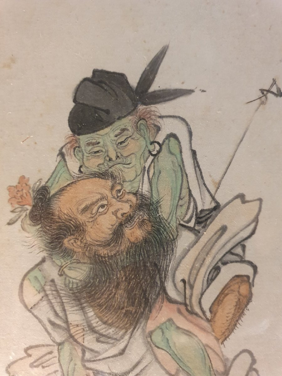 Personnages satyriques et traditionnels Peinture chinoise fin XIXe / Début XXe-photo-1