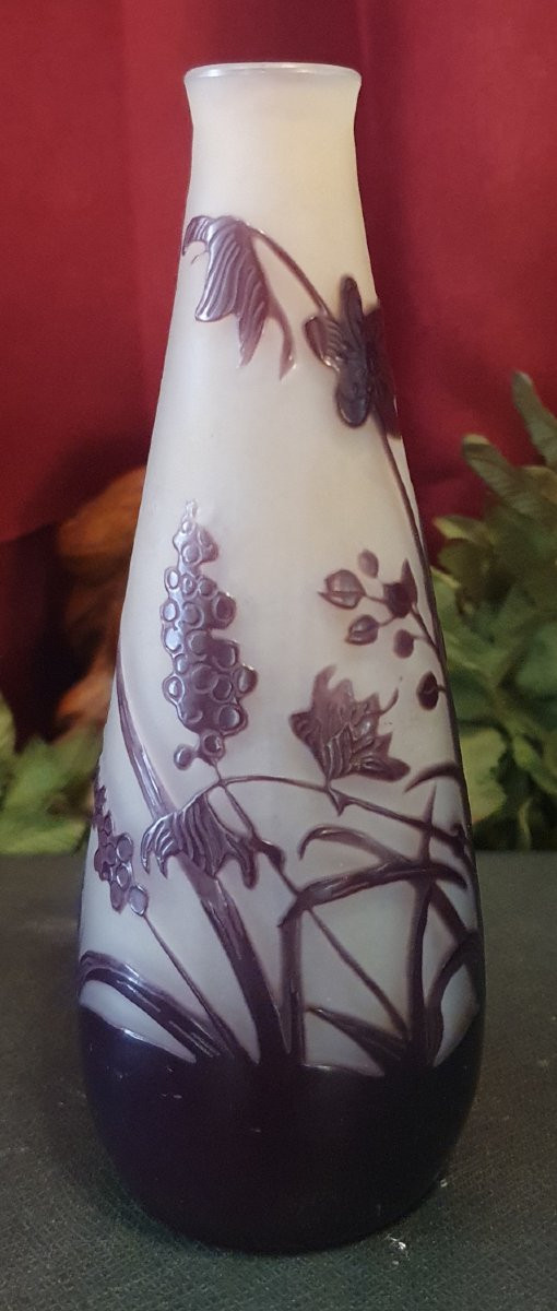 Gallé Single-flower Vase With Marsh Plants Circa 1900/1920-photo-2