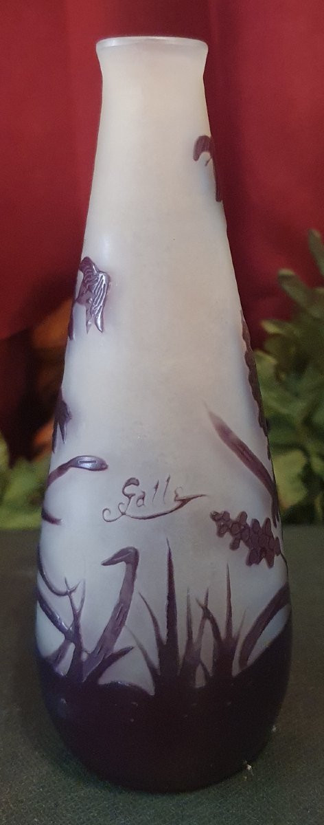 Gallé Single-flower Vase With Marsh Plants Circa 1900/1920-photo-4