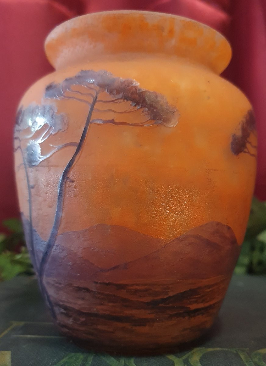 Muller Frères Lunéville Vase Decorated With A Mediterranean Landscape, Circa 1910-1925-photo-4