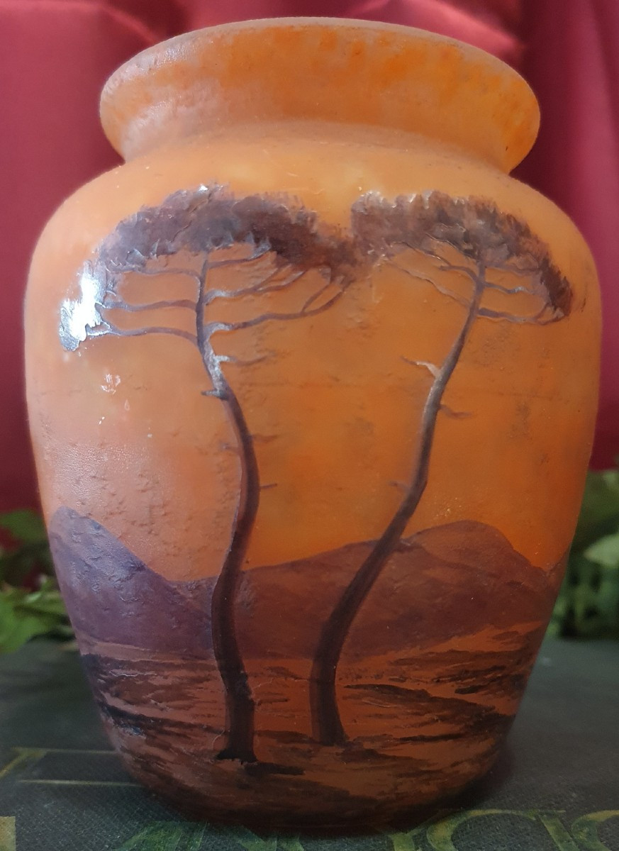 Muller Frères Lunéville Vase Decorated With A Mediterranean Landscape, Circa 1910-1925