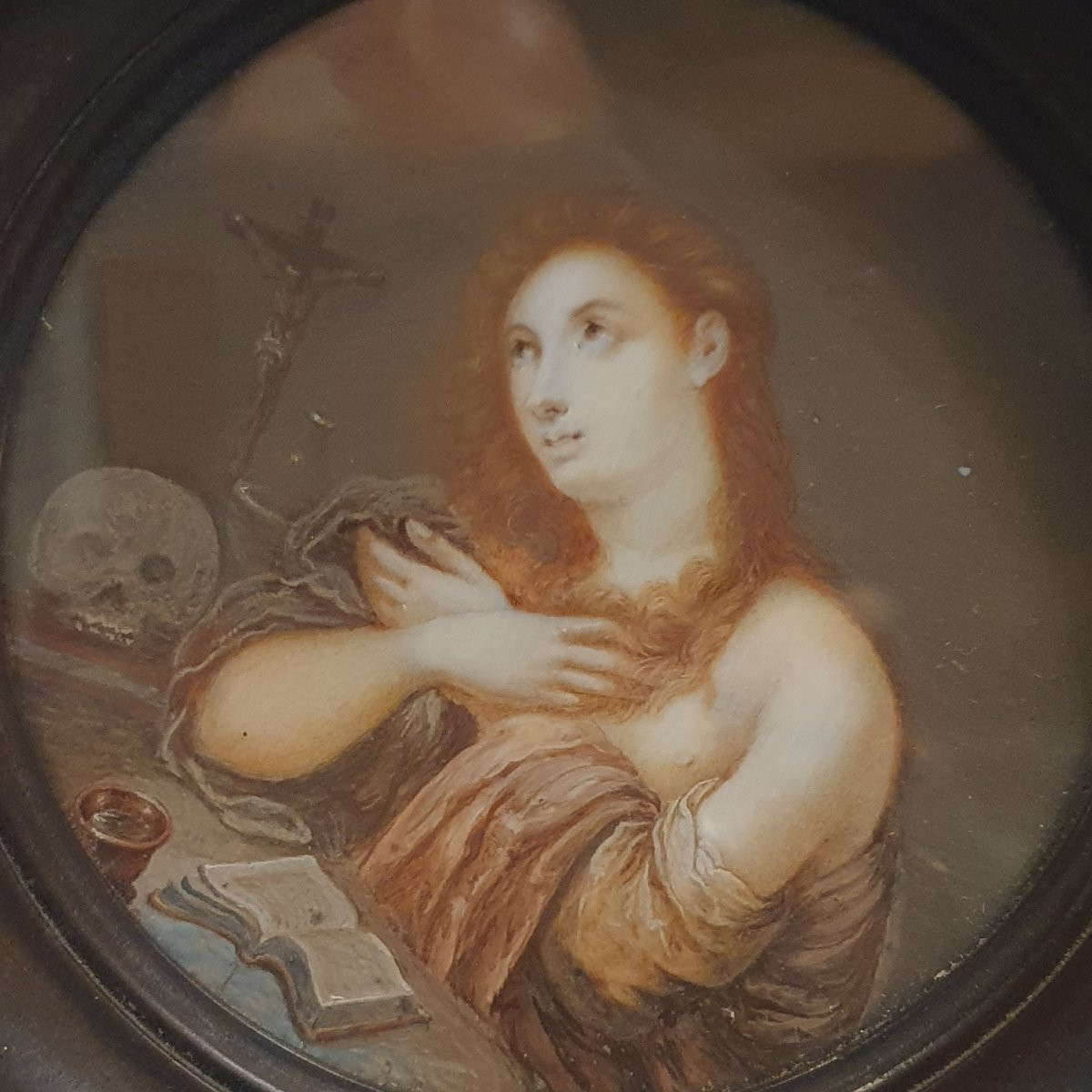 19th Century Miniature Of Saint Mary Magdalene As A Penitent-photo-3