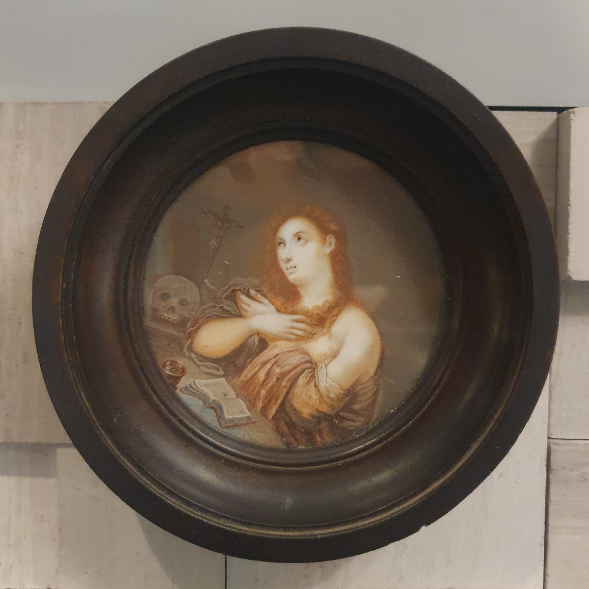 19th Century Miniature Of Saint Mary Magdalene As A Penitent