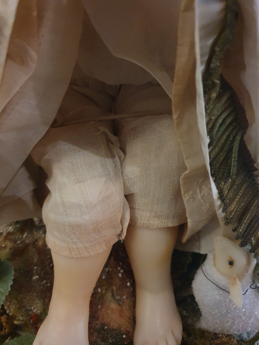 Wax Baby Jesus Under Glass Globe, 19th Century-photo-5