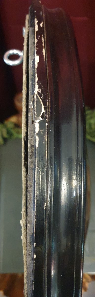 Cadre ancien en cheveux à décor héraldique, photographies et sable teinté-photo-3