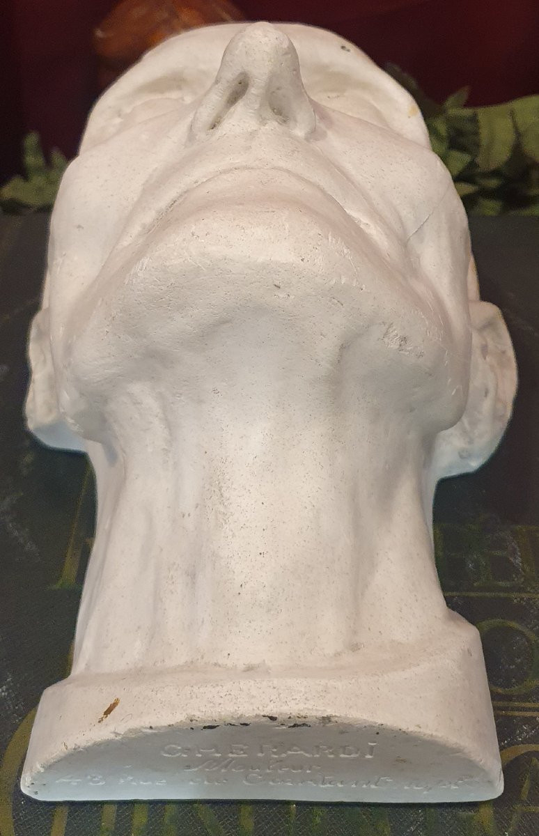 Plaster Death Mask Signed Gherardi, Paris, Late 19th Century-photo-1