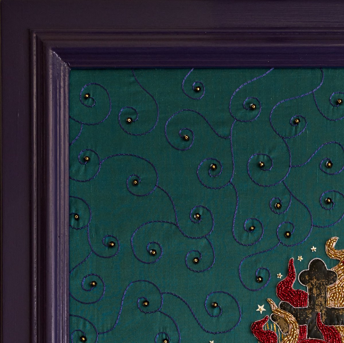 Contemporary Work Sacred Heart Embroidered Painting By Manuela Biocca-photo-4