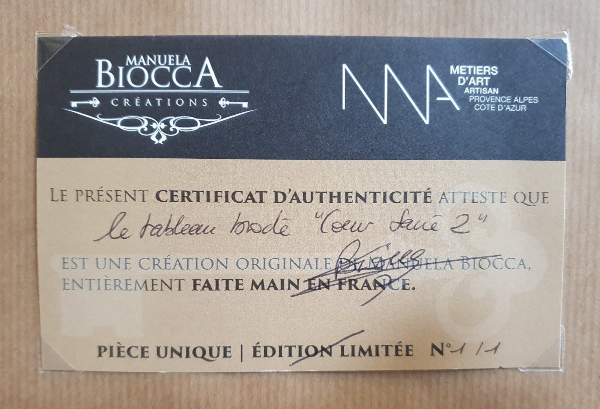 Contemporary Work Sacred Heart Embroidered Painting By Manuela Biocca-photo-2