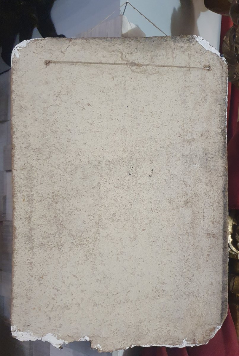 Panneau peint à motif de tête de mort dans la tradition memento mori fin XIXᵉ / début XXᵉ-photo-1