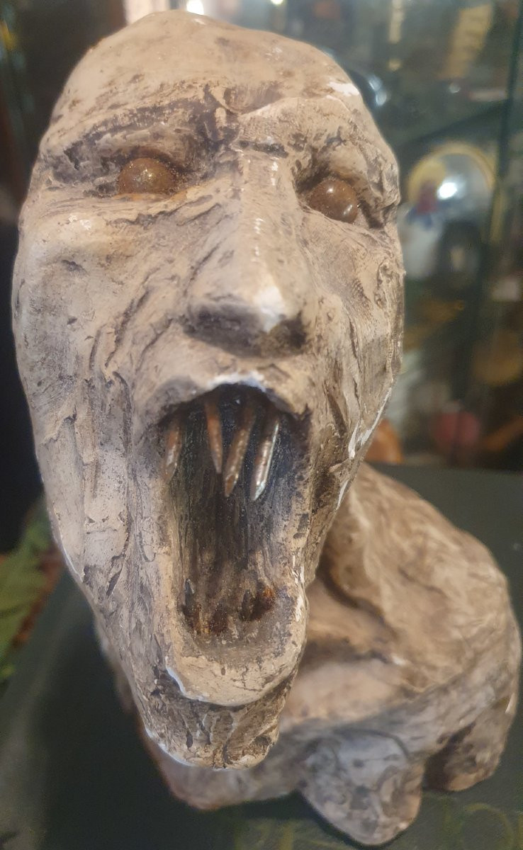 Plaster Sculpture, Vampire Figure, 20th Century-photo-2