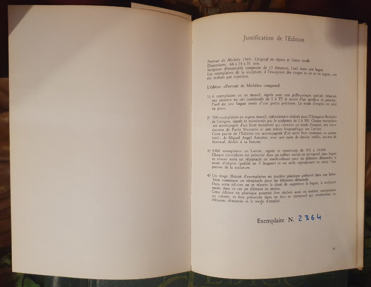 Sculpture « Portrait de Michèle » par Miguel Berrocal (1933–2006) et livre de montage-photo-8