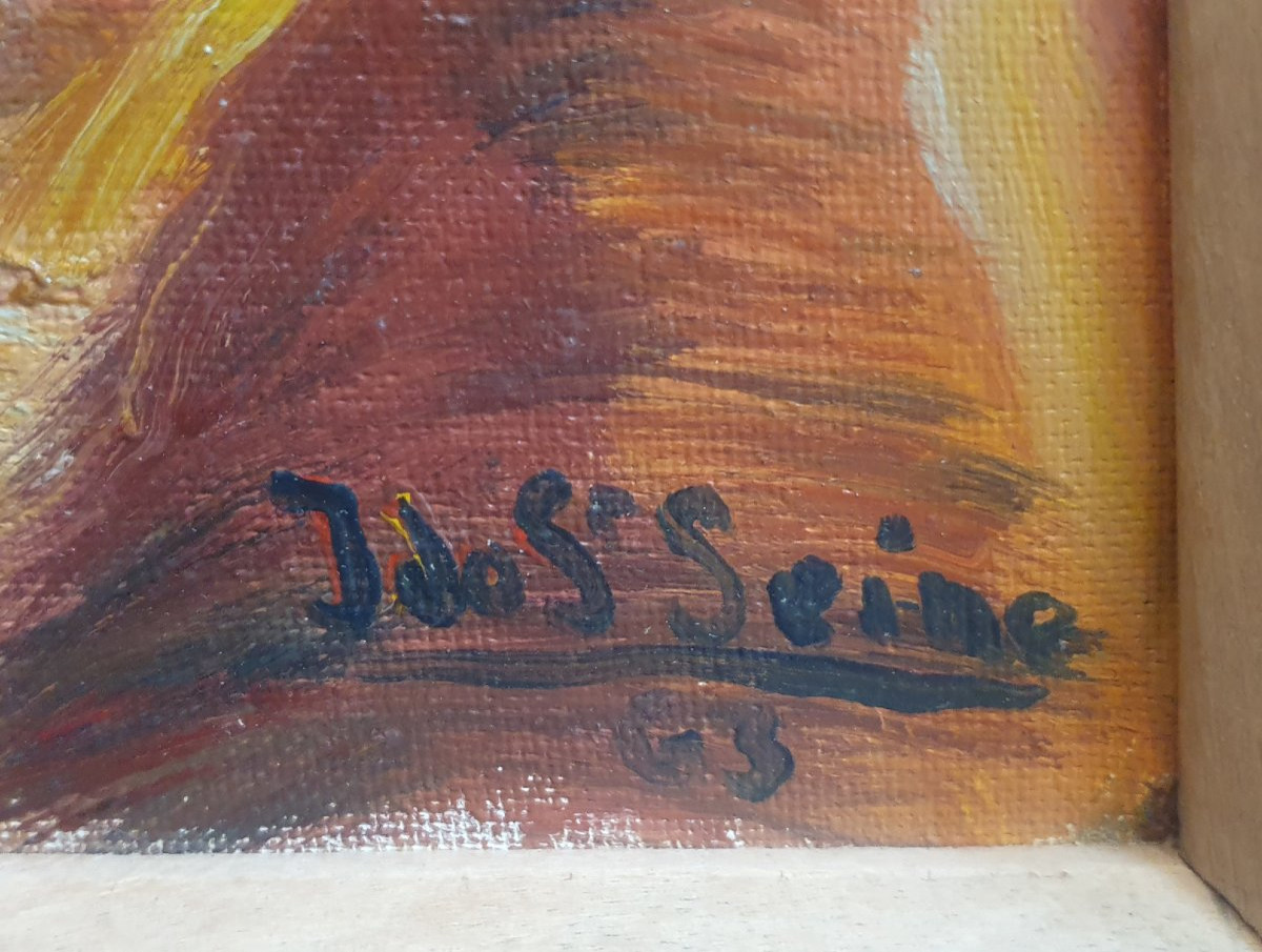 Oil Painting: Lively African Landscape, Ziguinchor, 1963, By Jacques De Saint-seine-photo-3