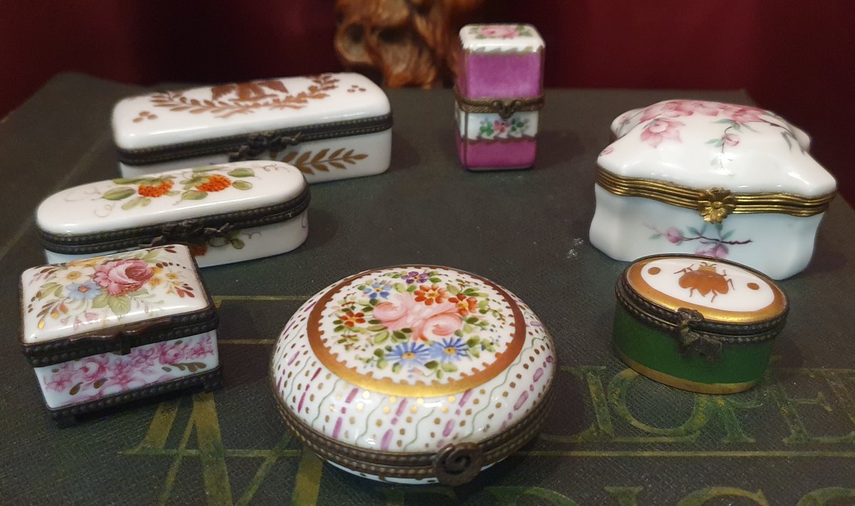 Collection Of Seven Miniature Porcelain Boxes – 20th Century
