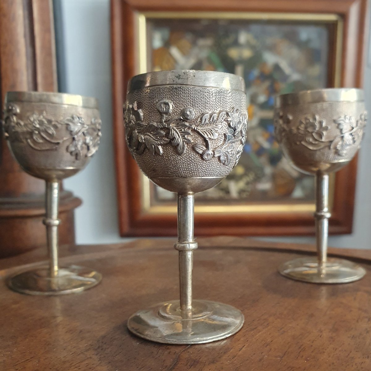 Set Of Three Liqueur Glasses, Late 19th / Early 20th Century-photo-3
