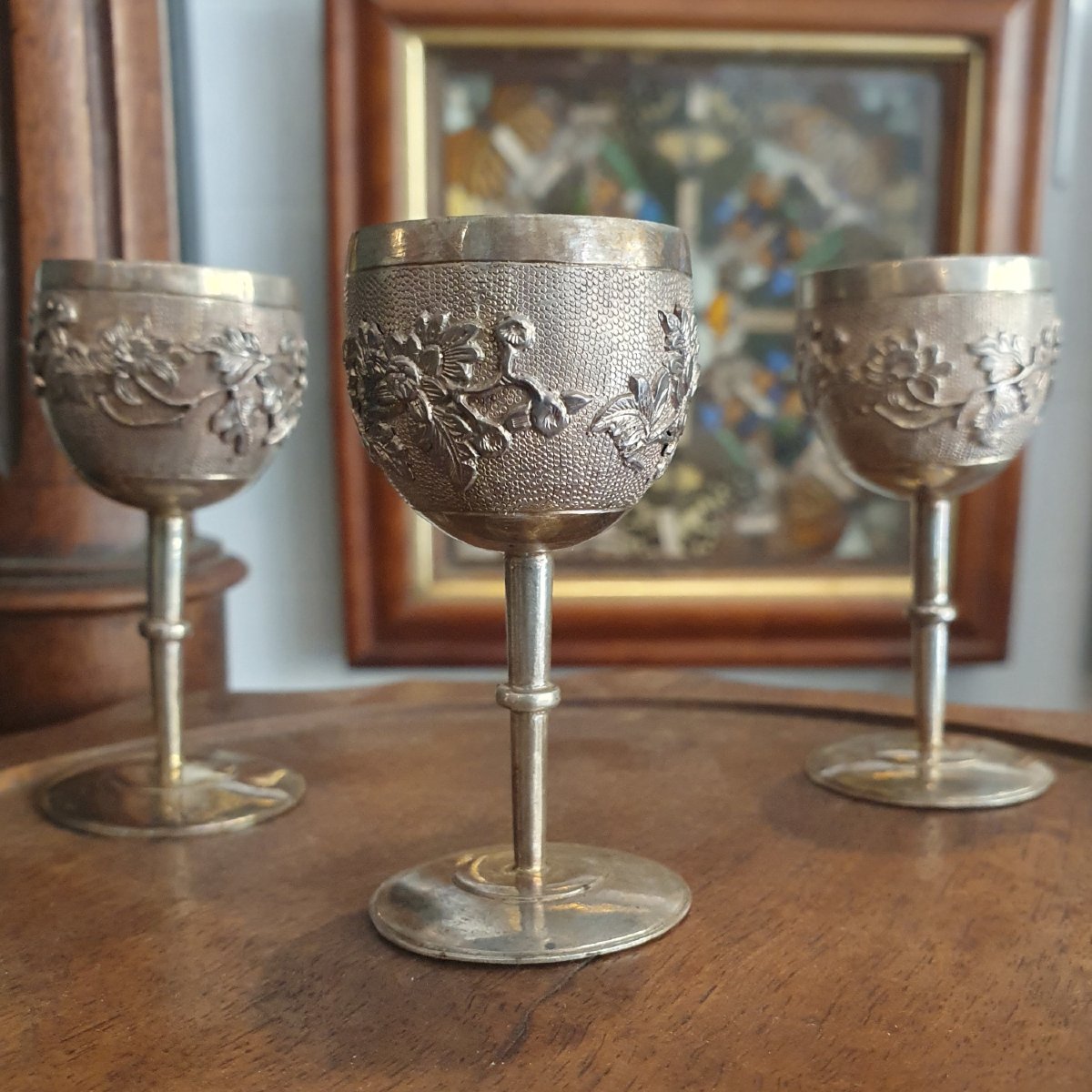Set Of Three Liqueur Glasses, Late 19th / Early 20th Century-photo-4