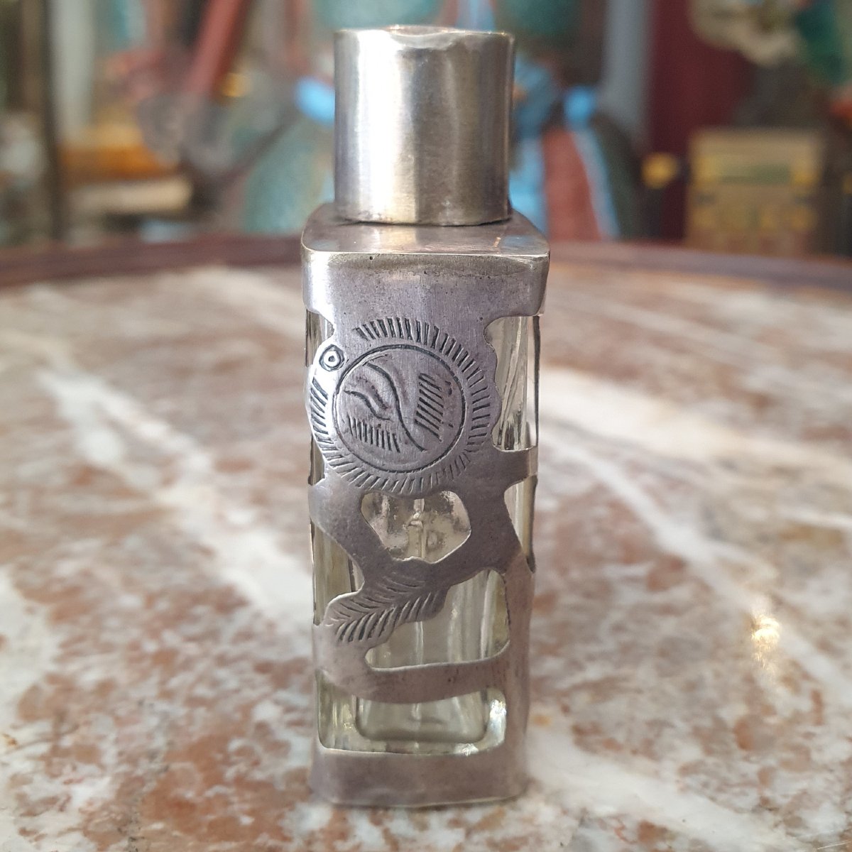 Flacon à parfum en verre et argent, Mexique, circa 1950 / 1970-photo-2