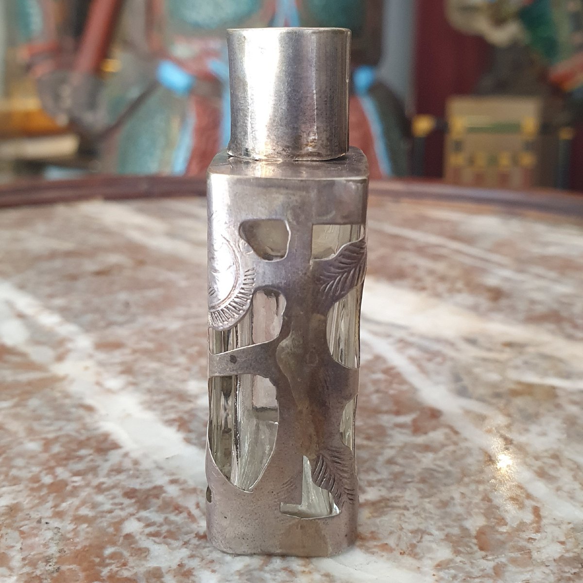Flacon à parfum en verre et argent, Mexique, circa 1950 / 1970-photo-4