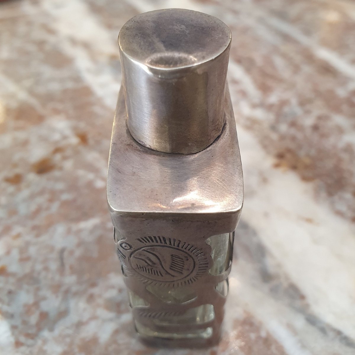 Flacon à parfum en verre et argent, Mexique, circa 1950 / 1970-photo-3