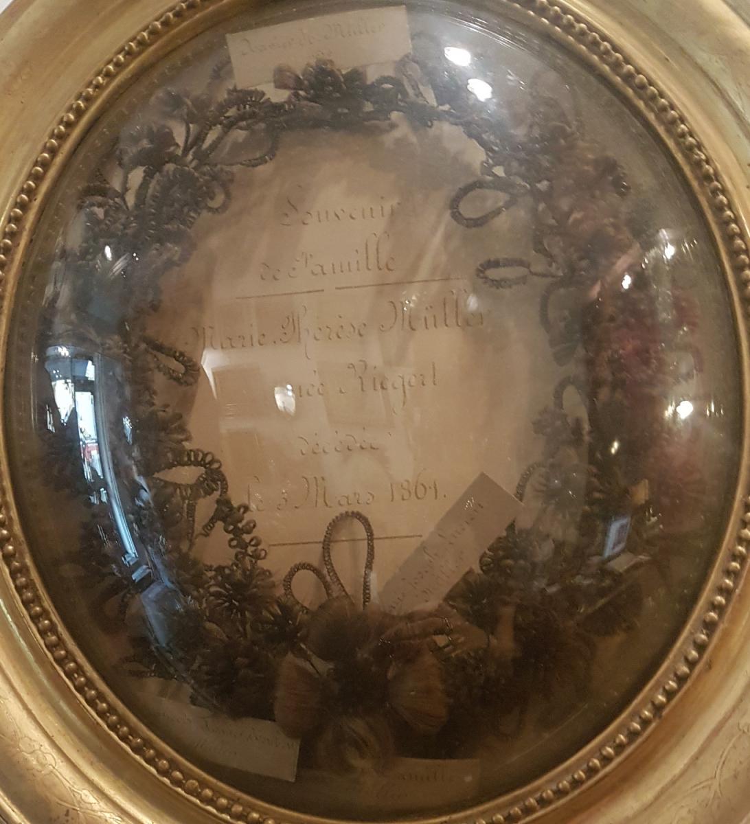 Funeral Art: Mourning Hair Work 2nd Half Of The 19th Century Napoleon III-photo-6