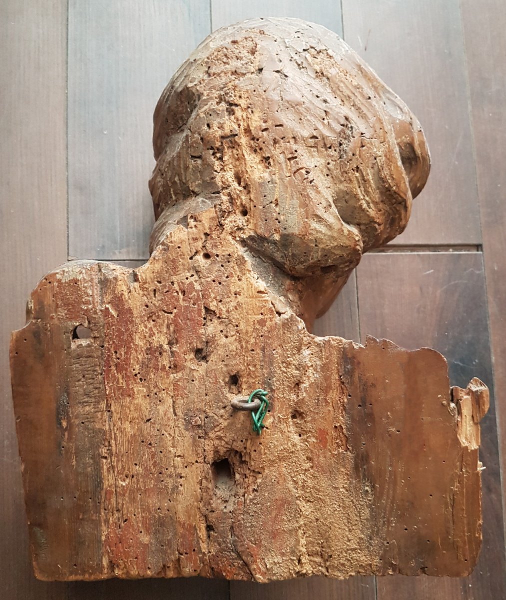 Buste De Femme En Bois Sculpté 17ème-photo-2