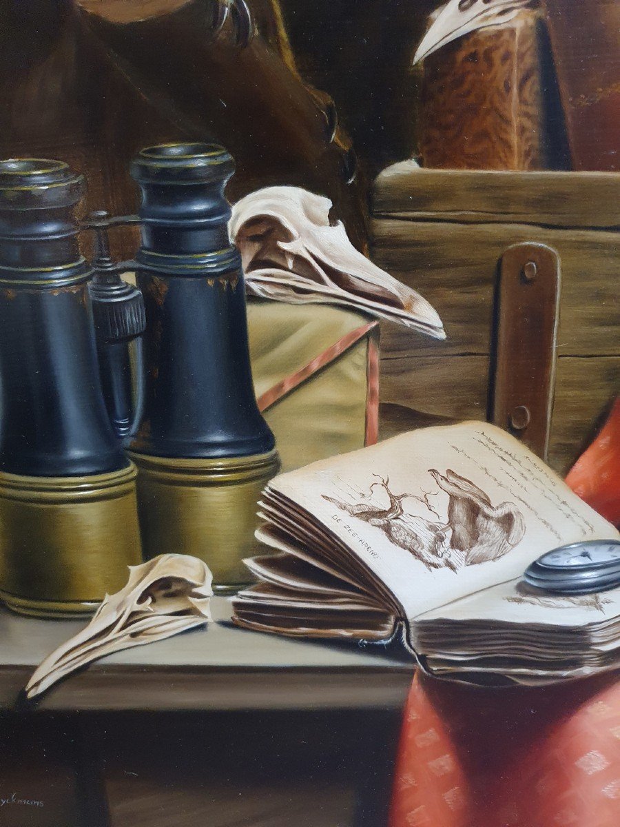 Cabinet Of Curiosities : Oil On Panel By Stefaan H.j. Eyckmans.-photo-3