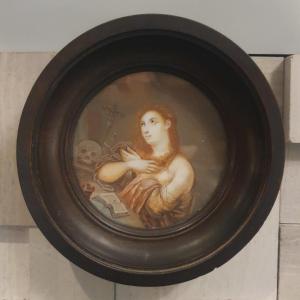 Miniature 19è siècle de sainte Marie-Madeleine pénitente