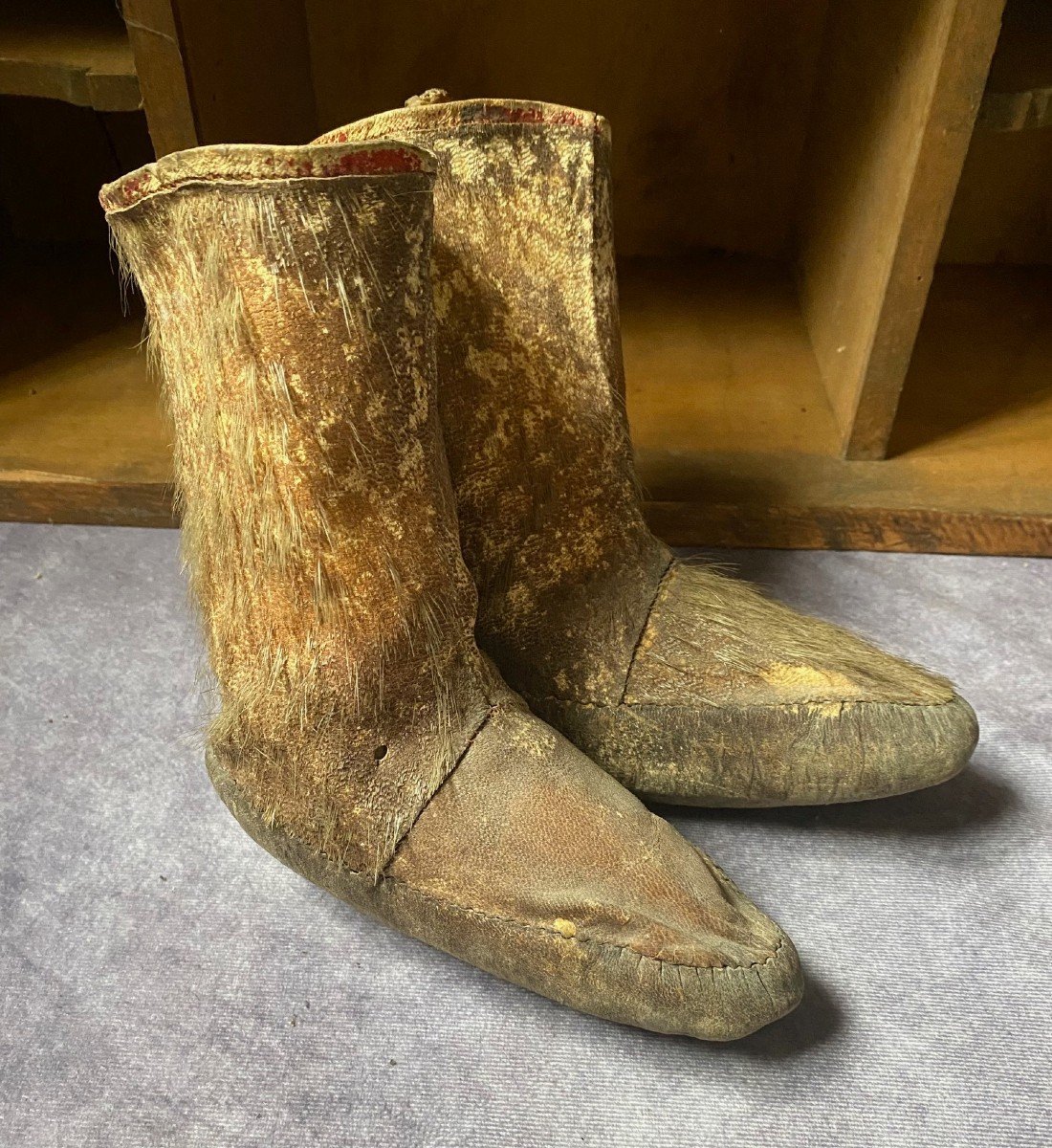 A Rare Pair Of Inuit Sealskin Boots. 