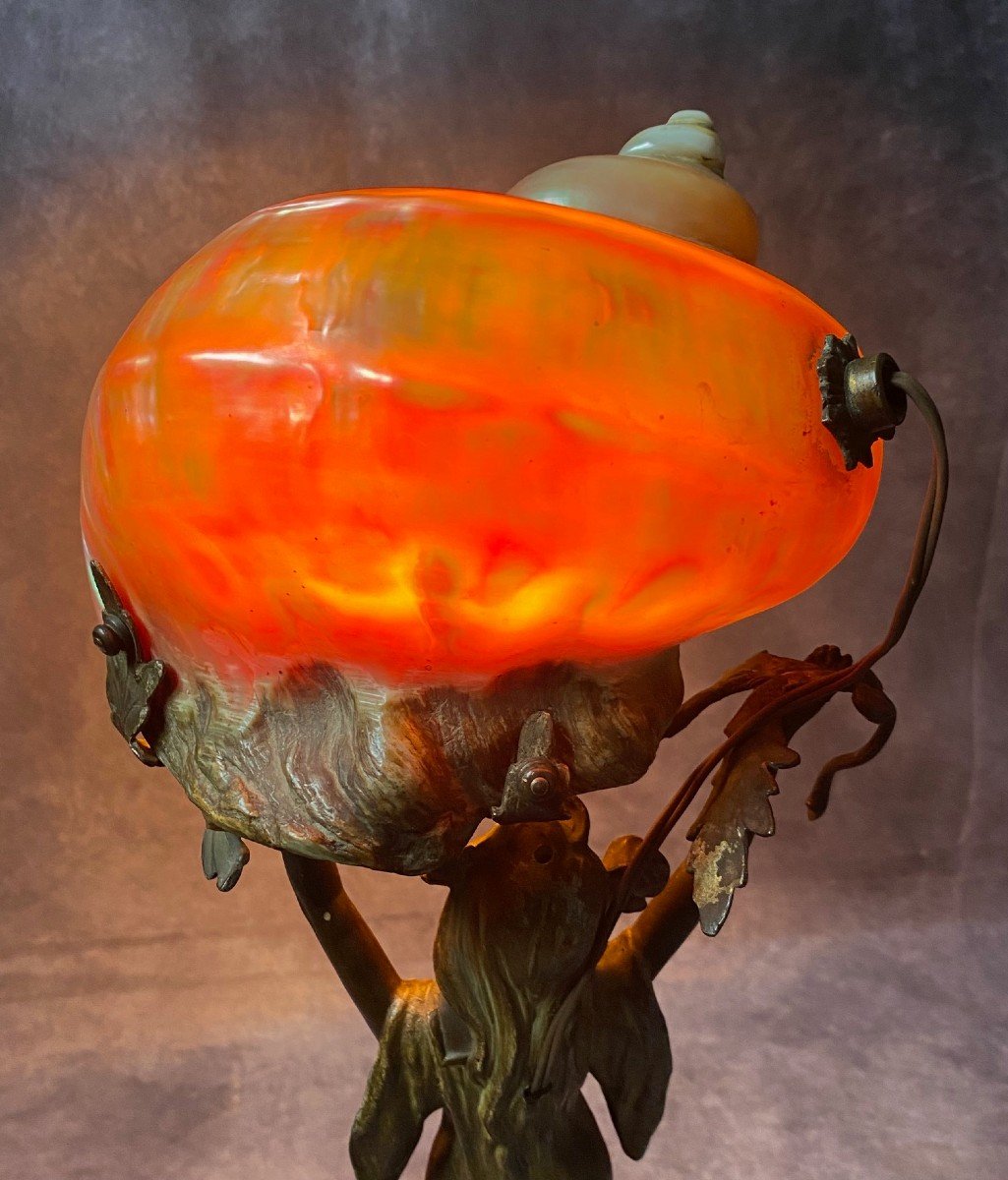 Magnifique Lampe Venus A Coquille De Style Art Nouveau Liberty-photo-2