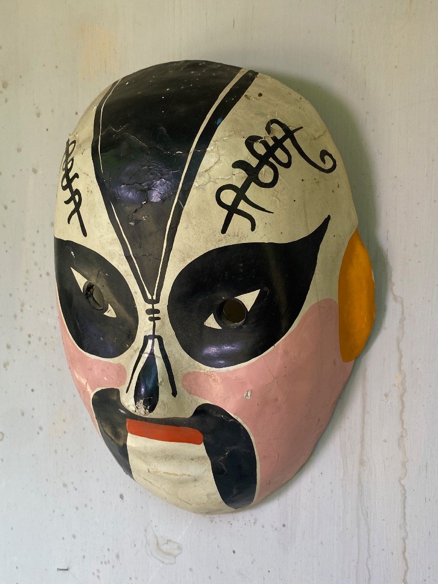 Pair Of Japanese Theater Masks - Meiji Period --photo-3