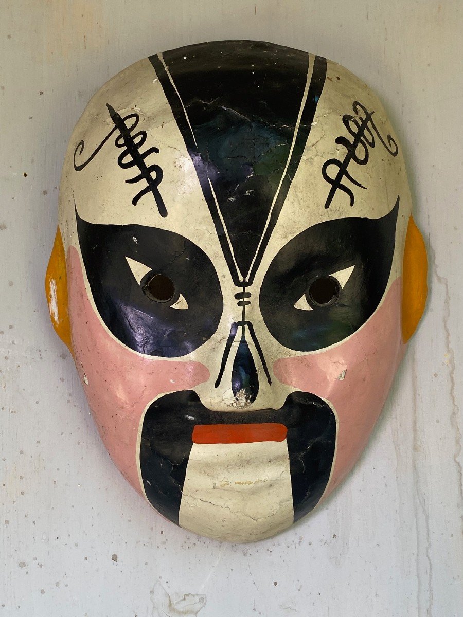 Pair Of Japanese Theater Masks - Meiji Period --photo-4