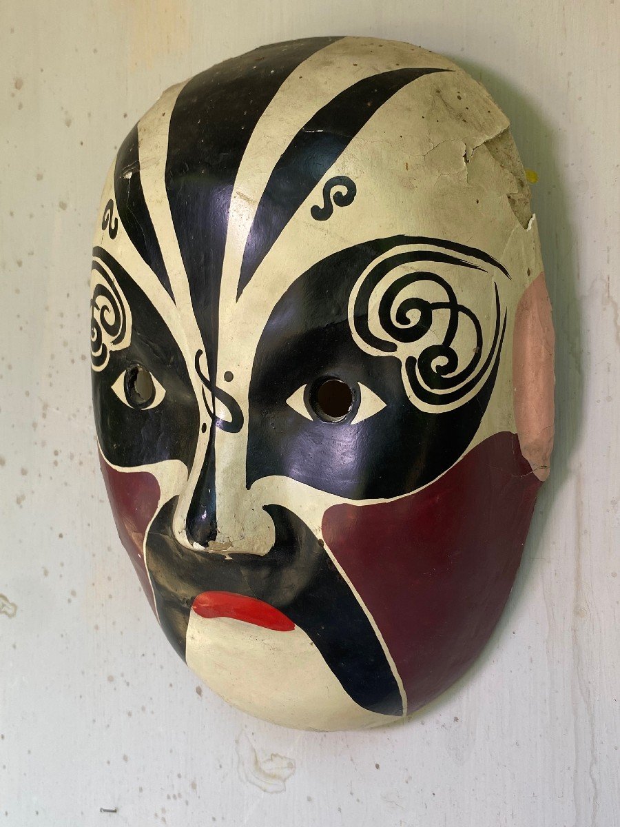 Pair Of Japanese Theater Masks - Meiji Period --photo-3