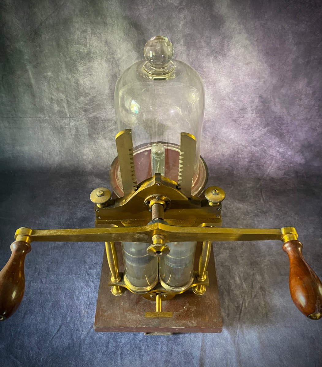  Antique Pompe à Vide Pour Expériences De Physique, Complète Et Fonctionnelle-photo-2