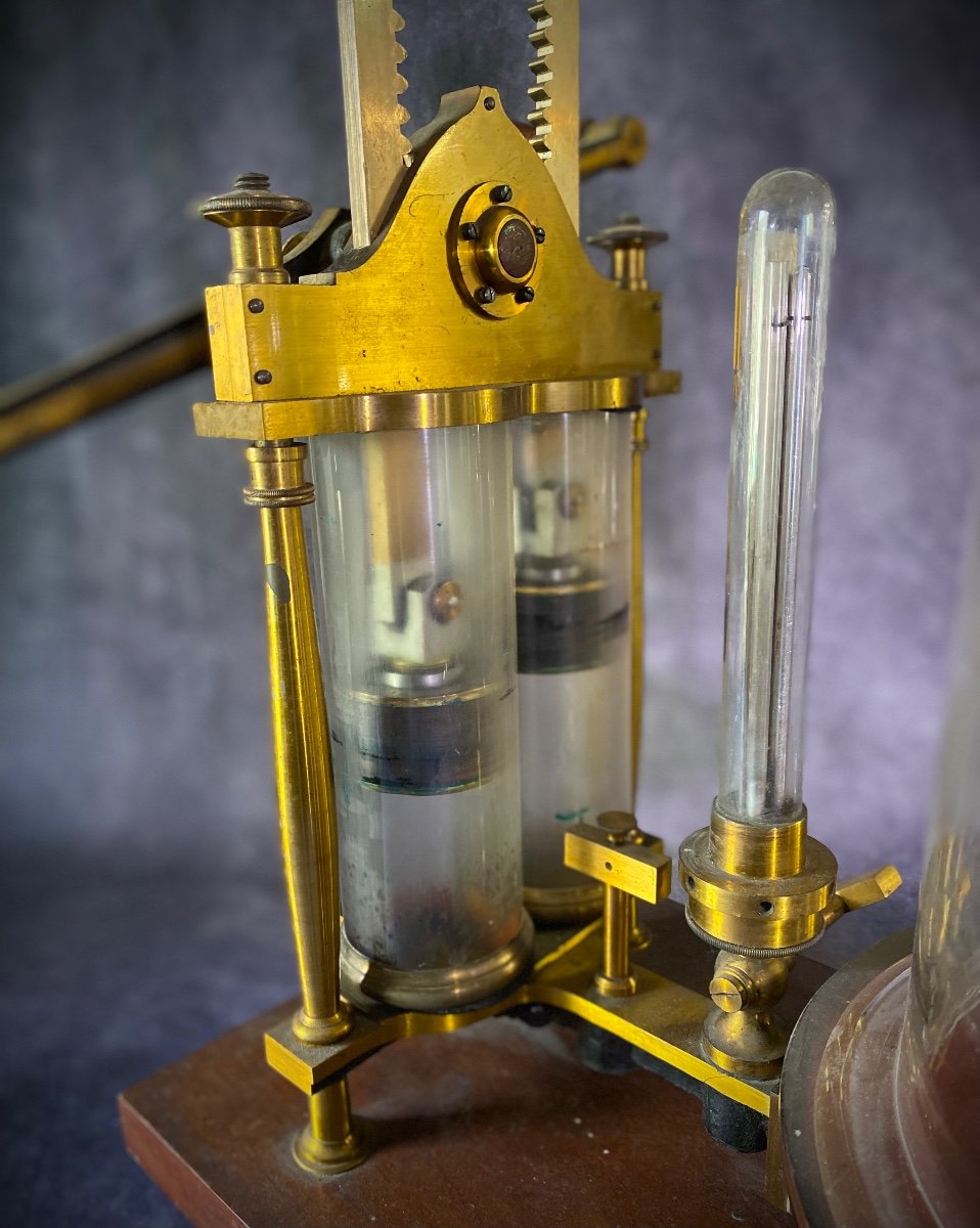  Antique Pompe à Vide Pour Expériences De Physique, Complète Et Fonctionnelle-photo-4