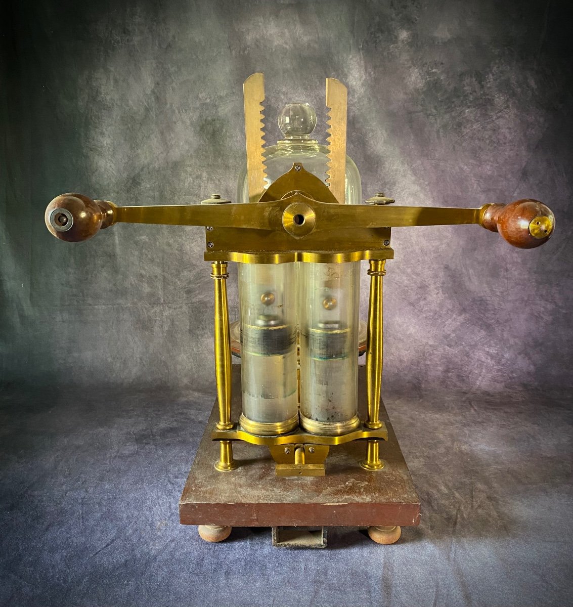  Antique Pompe à Vide Pour Expériences De Physique, Complète Et Fonctionnelle-photo-1
