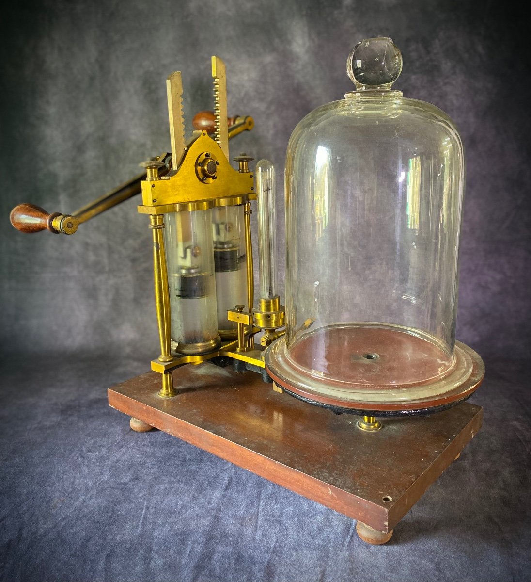  Antique Pompe à Vide Pour Expériences De Physique, Complète Et Fonctionnelle