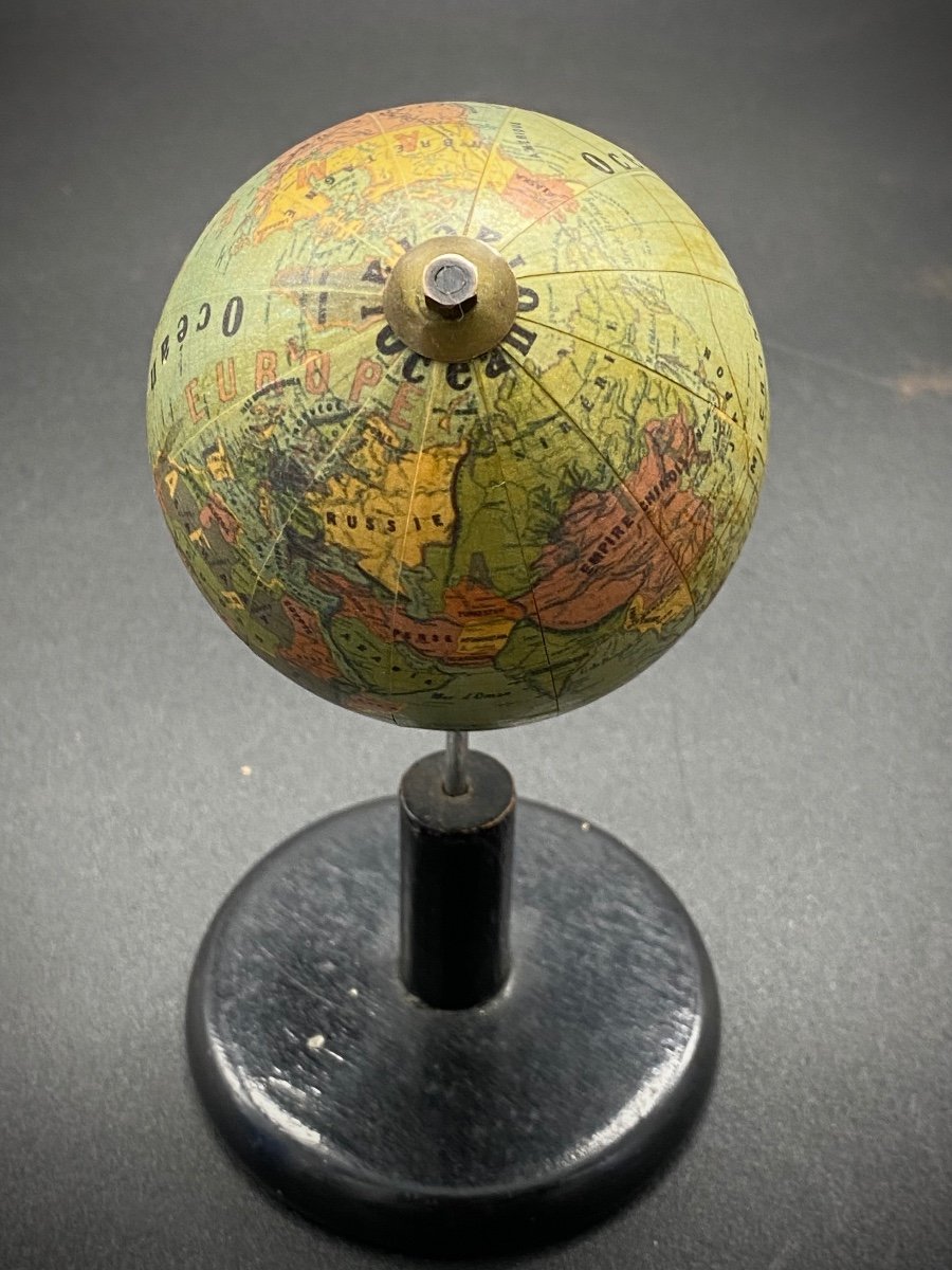 Small Terrestrial Globe Signed Grevin - Diameter 7 Cm-photo-2