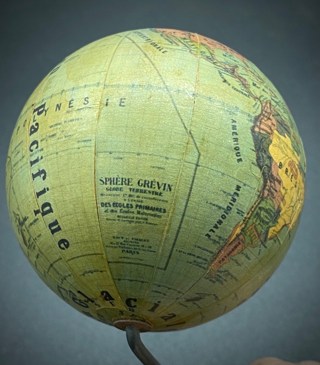 Small Terrestrial Globe Signed Grevin - Diameter 7 Cm-photo-4