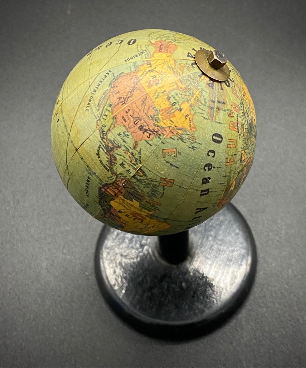 Small Terrestrial Globe Signed Grevin - Diameter 7 Cm-photo-2