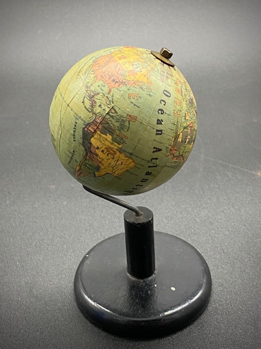 Small Terrestrial Globe Signed Grevin - Diameter 7 Cm-photo-3