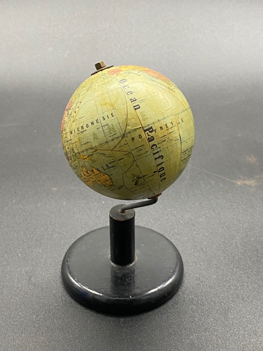 Small Terrestrial Globe Signed Grevin - Diameter 7 Cm-photo-4