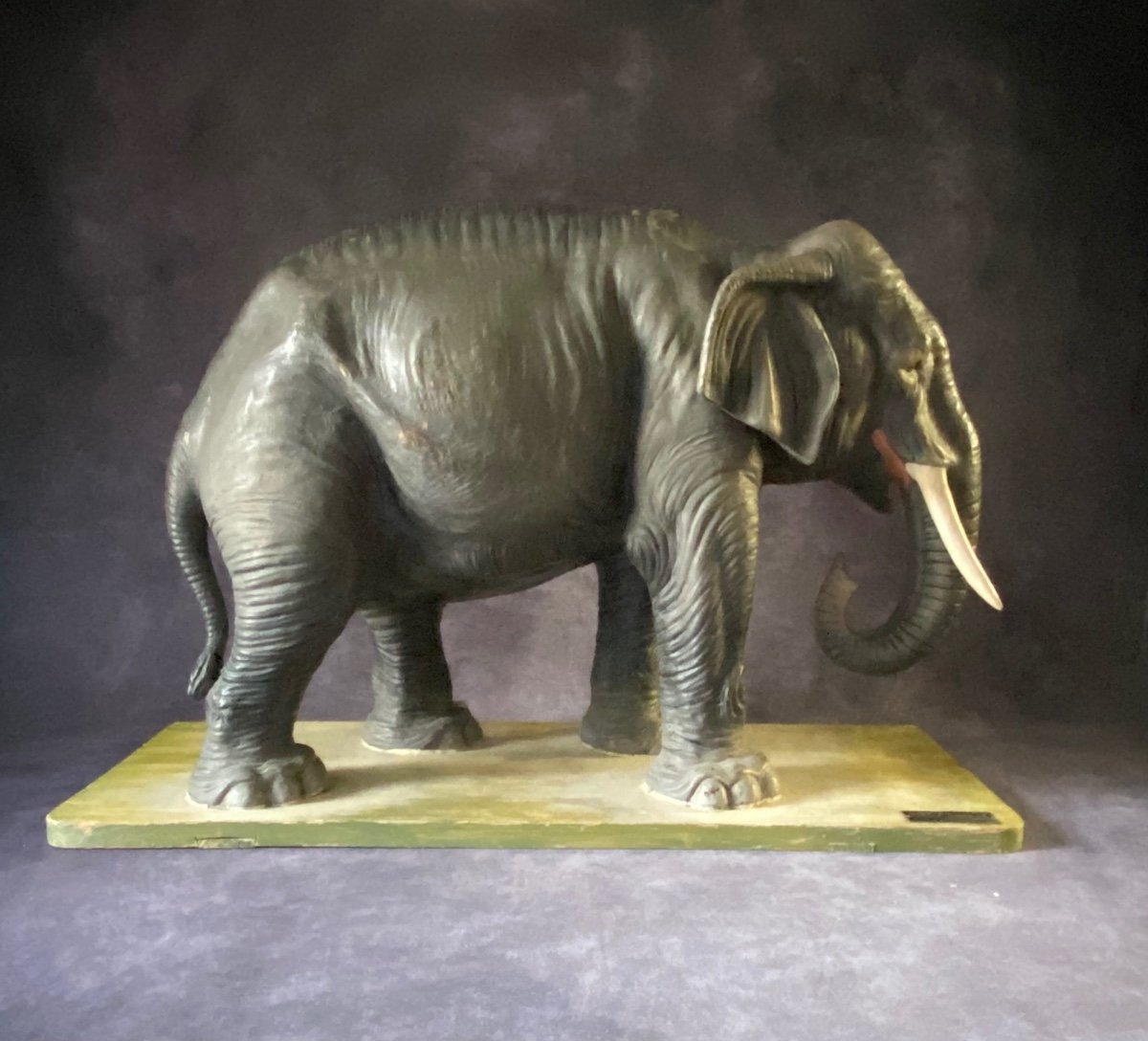Rare Modèle éducatif En Papier Mâché d'Un éléphant - Italie Début Des Années 1900-photo-2