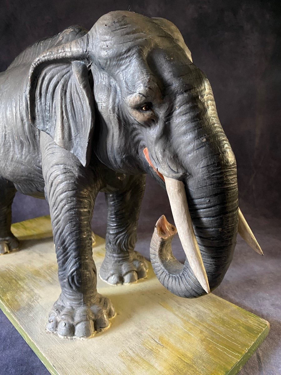 Rare Modèle éducatif En Papier Mâché d'Un éléphant - Italie Début Des Années 1900-photo-2